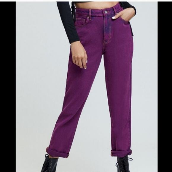 PacSun NEW Violet Pink Purple Stone Wash Straight Leg Mom Denim Jean 23 - Picture 1 of 6